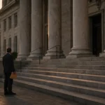 Man holding legal documents outside a courthouse before filing a personal injury claim