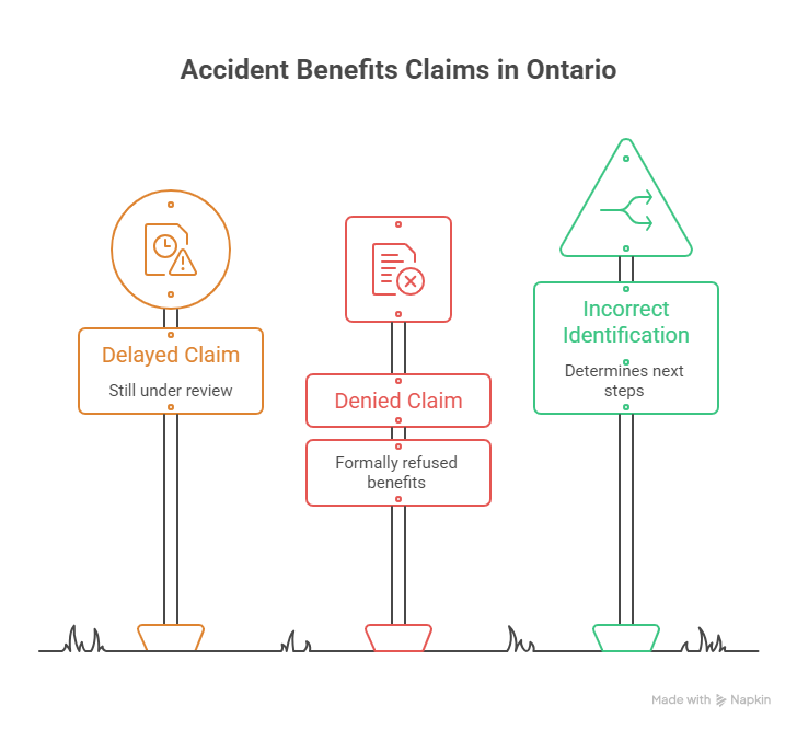 Common outcomes for accident benefits claims in Ontario including delayed and denied claims 