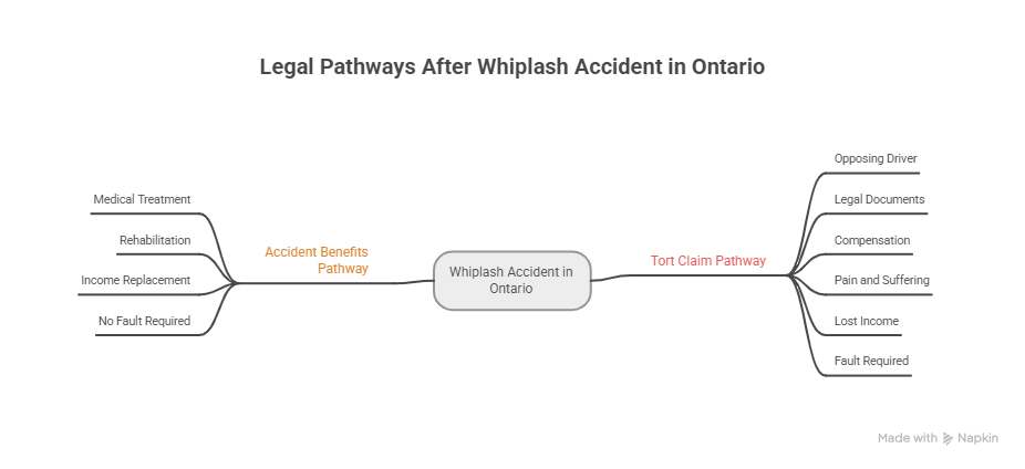 Legal pathways for pursuing accident benefits and tort claims after a whiplash accident in Ontario