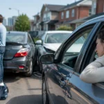 Woman experiencing neck pain after a car accident while receiving medical and legal support