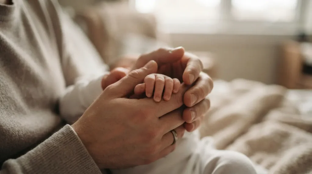 Parent holding a newborn's hand, representing a birth injury claim in Ontario