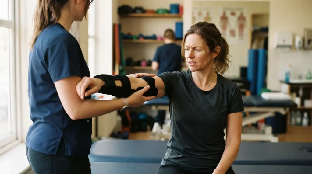 atient recovering from an orthopedic injury during a physiotherapy session in Ontario